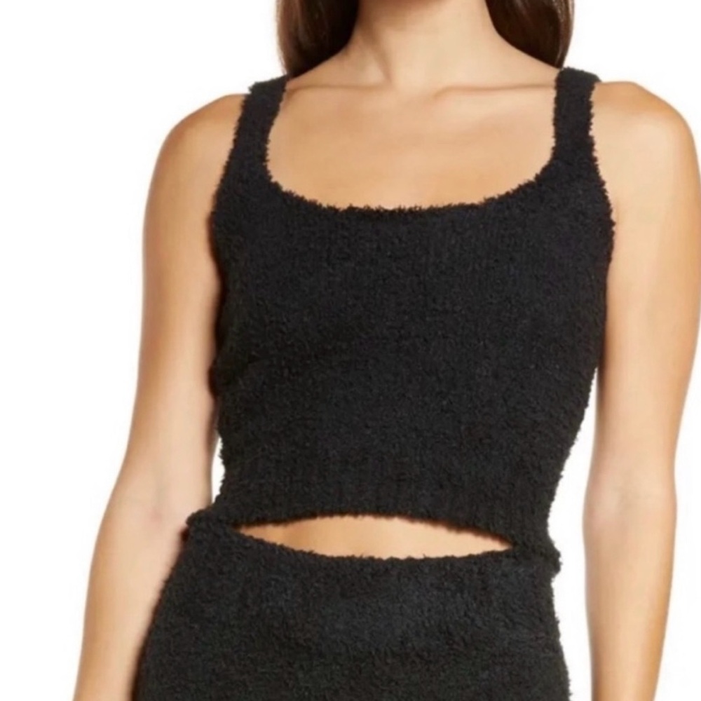 Black Textured Knit Tank Top